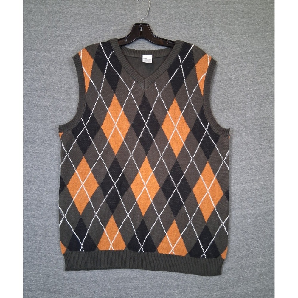 Spirit Halloween Mens Sweater L OS Brown Argyle Step Brothers Vest Brennan